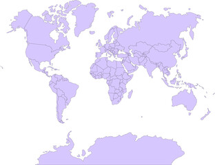 Map of the world with isolated polygons of countries