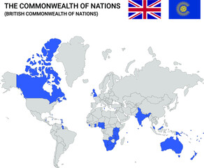 Map of the British commonwealth of nations countries