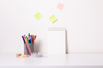School desk in modern style on white background.