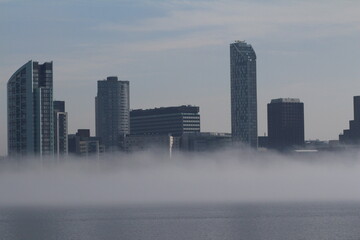 Liverpool waterfront in the fog