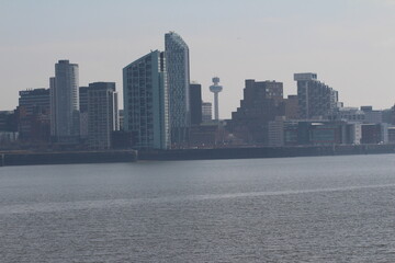 Fototapeta premium Liverpool waterfront in the fog