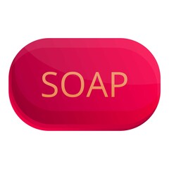 Red soap icon. Cartoon of red soap vector icon for web design isolated on white background