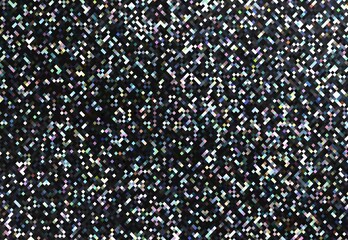 Dark holographic glitter mosaic background. Shimmer geometric pixel texture.
