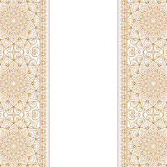 Background with vertical ornament of mandalas and an empty center for your text.