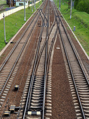 Fototapeta na wymiar Numerous railway tracks. Rails and sleepers