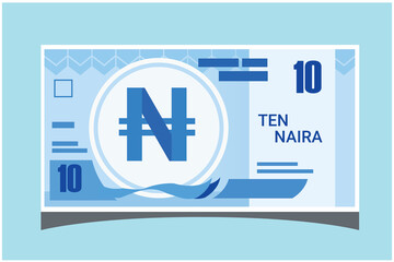 10 Nigerian Naira Banknotes paper money vector icon logo illustration and design. Nigeria business, payment and finance element. EPS 10 Vector illustration. Can be used for web, mobile, infographic,