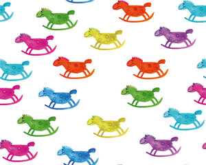 rocking horses pattern watercolor illustration