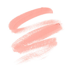 Peach lipstick smudge isolated on white background. Perfect beauty element design. Vector. - obrazy, fototapety, plakaty