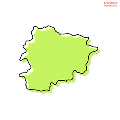 Green Map of Andorra with Outline Vector Design Template. Editable Stroke