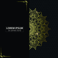 Luxury gold mandala ornate background for wedding invitation, book cover