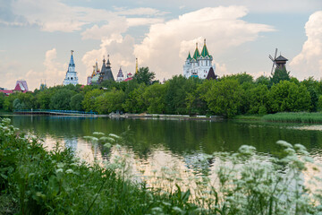 View of the Izmailovsky Kremlin in Moscow from the pond