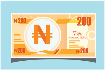 200 Nigerian Naira Banknotes paper money vector icon logo illustration and design. Nigeria business, payment and finance element. EPS 10 Vector illustration. Can be used for web, mobile, infographic