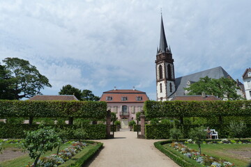 Darmstadt Blick Prinz-Georg-Palais und Sankt Elisabeth Prinz-Georg-Garten