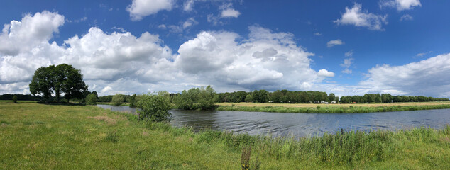 Panorama from the river Vecht in Overijssel