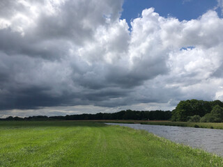 Dark clouds above the river Vecht
