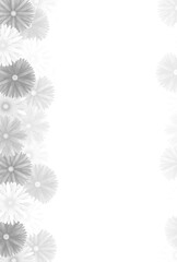 ハガキテンプレート　菊の花　モノクロ　縦
