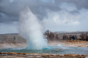 Geysir hot springs in Iceland, strokkur, golden circle