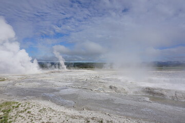 Steam coming from the earth in Yellowstone National Park, United States