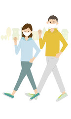Naklejka premium Illustration of a couple walking