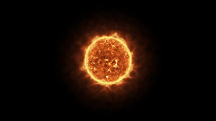 sun is a star or fireball on black background, computer render