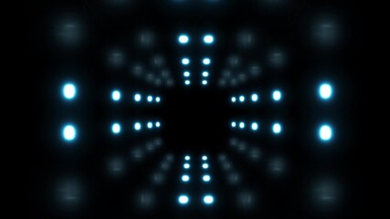 Fantastic passageway with neon pulsating lights and reflections