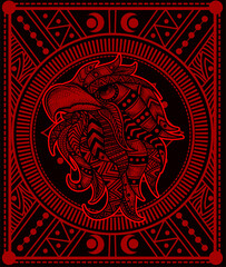 Eagle head  mandala style with sacred geometry pattern-vector retro illustration.