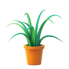 Vector of indoor plant in pot, realistic chlorophytum front view