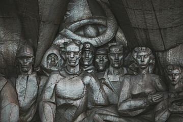 Minsk, Belarus. Bas-relief Of The Soviet Era On Old Facade Building