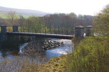 A bridge across the River Naver in Strathnaver, a valley in North Scotland, UK.