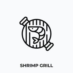 shrimp grill icon vector. Barbecue sign symbol for your design.