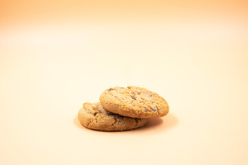 Studio shot of a chocolate chip cookie.