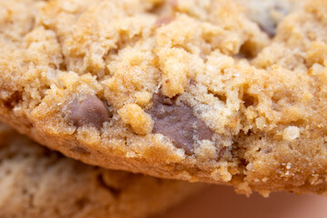 Studio shot of a chocolate chip cookie.