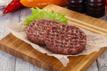 Raw burger cutlet