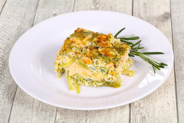 Tasty casserole with salmon and broccoli