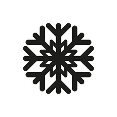 Snowflake icon. Black contour silhouette. Vector flat graphic illustration. Isolated object on a white background. Isolate.