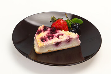 Cheesecake with cherry served strawberry