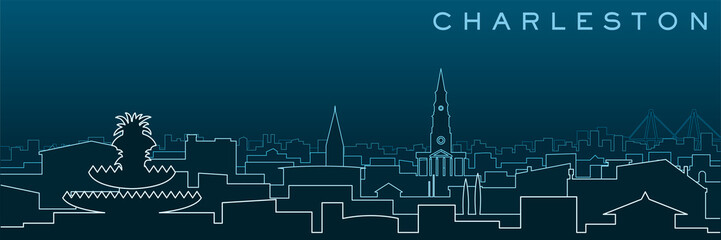 Obraz premium Charleston Multiple Lines Skyline and Landmarks