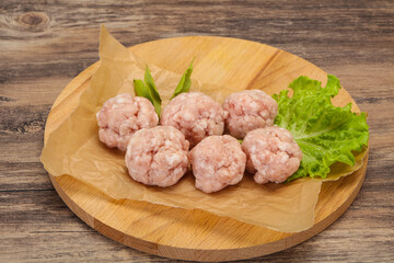 Homemade raw pork minced meatball for cooking