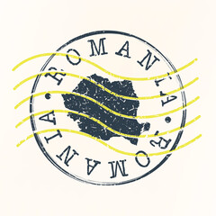 Romania Stamp Postal. Map Silhouette Seal. Passport Round Design. Vector Icon. Design Retro Travel.