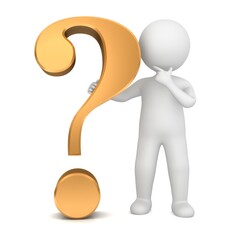 Interrogation point mark question mark orange 3d sign