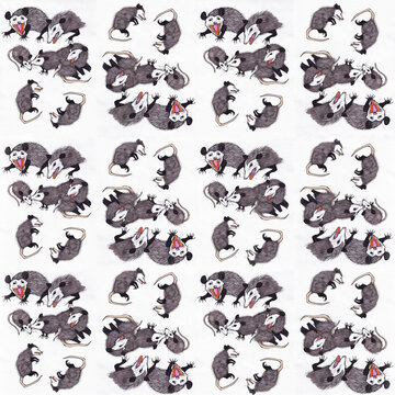 seamless pattern with opossums