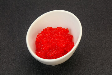 Red salmon caviar in the bowl