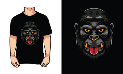 hipster gorilla face design illustration