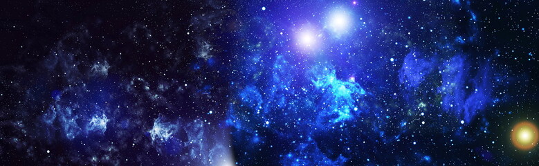Starry outer space background texture . Blue dark night sky with many stars. Milky way on the space...