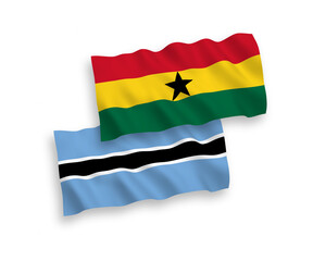 Flags of Botswana and Ghana on a white background