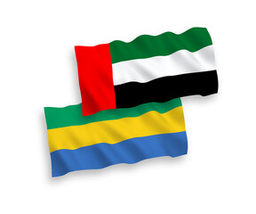 Flags of Gabon and United Arab Emirates on a white background