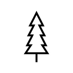 Obraz premium Evergreen conifer tree icon in line design style. Fir or pine tree sign.