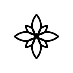 Simple flower icon illustration in line design style isolated on white background.