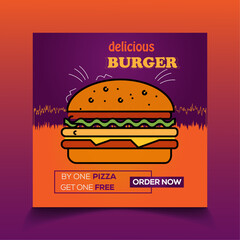 Delicious burger post design, Instagram burger post, facebook post design, delicious food, social media post,  burger offer ad design,