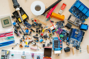 Pc parts and electronic parts in a nice pattern